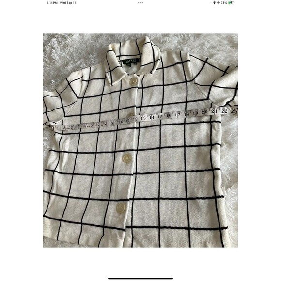 Lauren Ralph Lauren Window Pane Sweater/Cardigan Short Sleeves Women’s Sz XL - Picture 7 of 8
